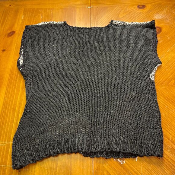 Handmade Abstract Black White Sweater 1980s Great Girl Amy Austin Womens Medium - Picture 7 of 9